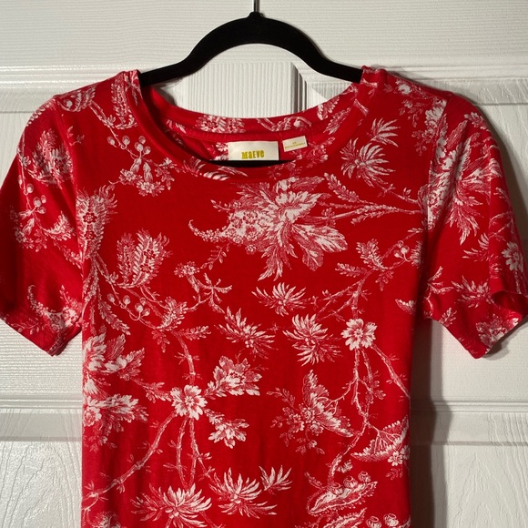 Maeve Sherbrooke Tie-Waist Top Red White Size XS - Picture 5 of 8